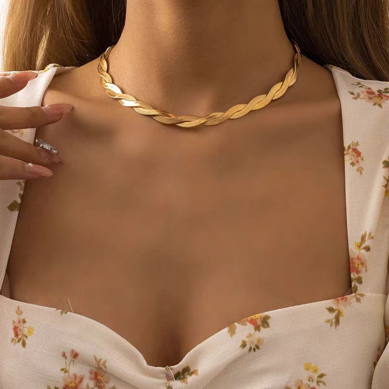 Dubbelradig ormkedja halsband minimalistiska damsmycken_voghion.com
