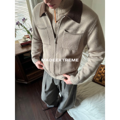 EME 老钱风开衫毛衣双口袋撞色翻领拉链外套秋季新款针织衫男女