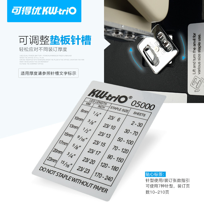 Kedoyou (KW-triO) brazo largo pesado ahorro de mano de obra engrosada media costura grapadora orden 10-210 páginas