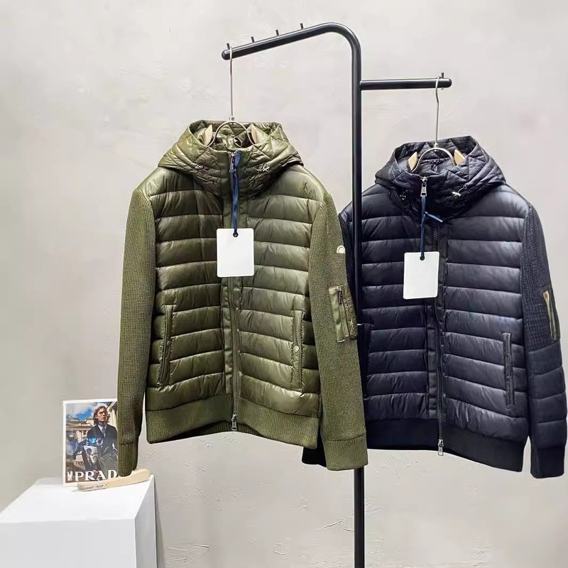 24新品羽绒服 时尚连帽拼接针织袖羽绒外套 蒙m家短款私域货源|undefined