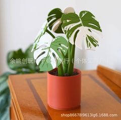 モンステラコースターセットクロスボーダー新しいモンステラコースターグリーン植物鉢植え装飾植物プリント