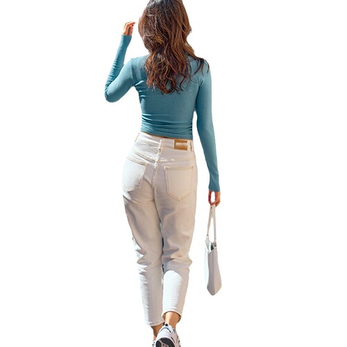 Sports Long-Sleeve Yoga Base Top Deep V-Neck Body-Hugging Pleated Waist-Slimming Slimming T-Shirt for Autumn/Winter Layering Long-Sleeve Elastic Top