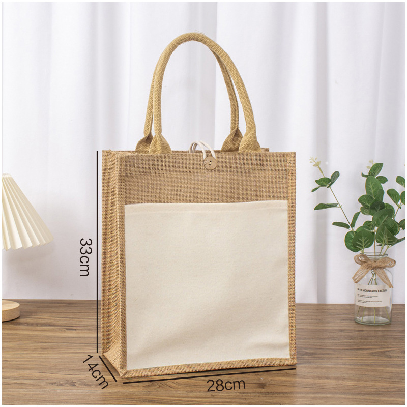 28 de largo, 14 de ancho y 33 de alto; Yute