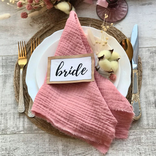 Amazon Napkin Double-Layer Cotton Gauze Crepe Cloth Dining Table Cloth Decorative Tea Towel Pad Plain Square Towel Factory Direct Supply