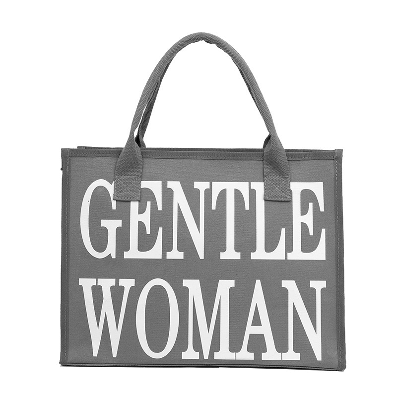 Letras coreanas de color ocio de estilo extranjero 2024 nueva bolsa de lona de hombro de gran capacidad de literatura y arte, bolsa de viento perezosa