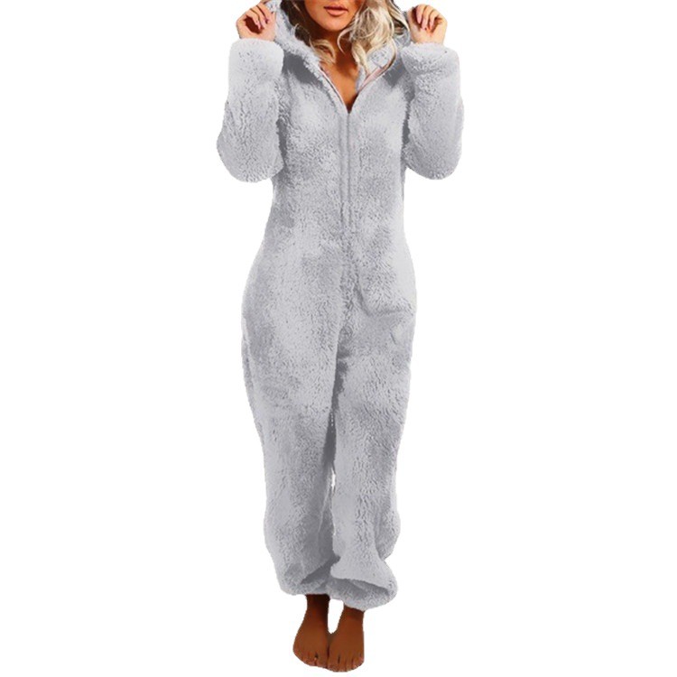 Nuevo Mono de Felpa para Mujer, Otoño-Invierno 2025, Estilo Europeo y Americano, Comercio Transfronterizo, Forrado de Felpa, Grueso, con Capucha, Pijama image 7