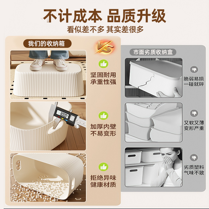 桌面收纳盒小杂物零食化妆品玩具整理箱桌上长方形塑料盒子收纳筐|undefined