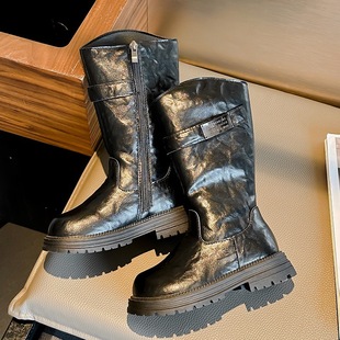 Casual Shoes Women's Baby High Boots Korean Style Small All-match Autumn and Winter Leather Fashionable Boots for Girls