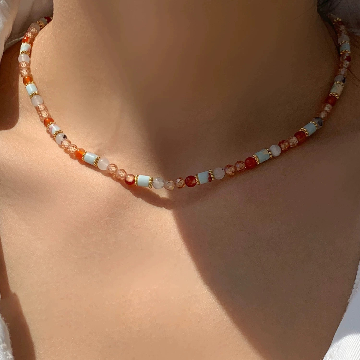 Onyx zirconium, beaded bracelet, small necklace, high-quality style