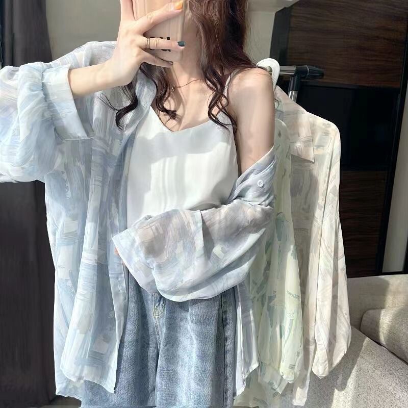 Korean Style Design Sense Niche Sunscreen Shirt Women's Spring and Summer New Loose Sweet Super Fairy Shirt All-match Cardigan Top