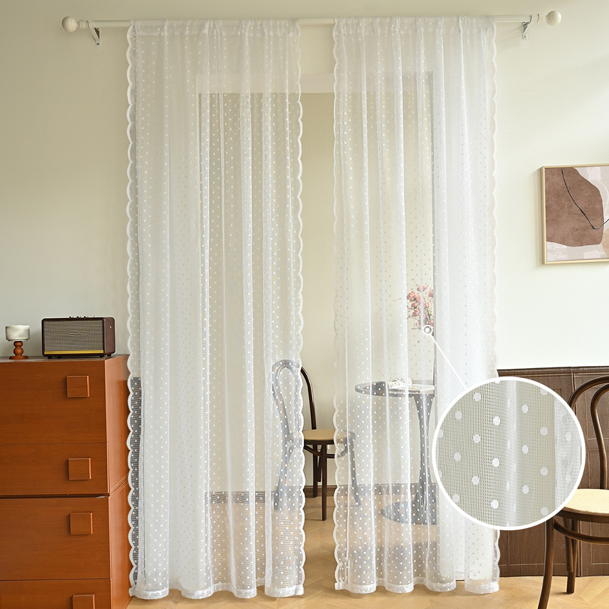 Nuevo tipo transfronterizo de malla de punto, malla de ventana, color sólido blanco, malla de encaje por urdimbre, malla de ventana, TEMU Spot