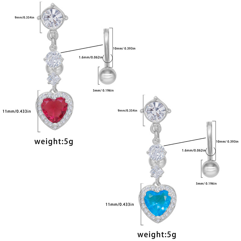 Heart-shaped Diamond Belly Button Ring Navel Piercing Jewellery_voghion.com