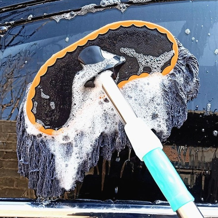 新款长柄不掉毛伸缩拖把牛奶丝洗车器车刷家用清洁擦车工具洗车机