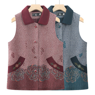 Middle-aged and elderly waistcoat grandma autumn wear thin mother's new vest old lady waistcoat spring and autumn clothes