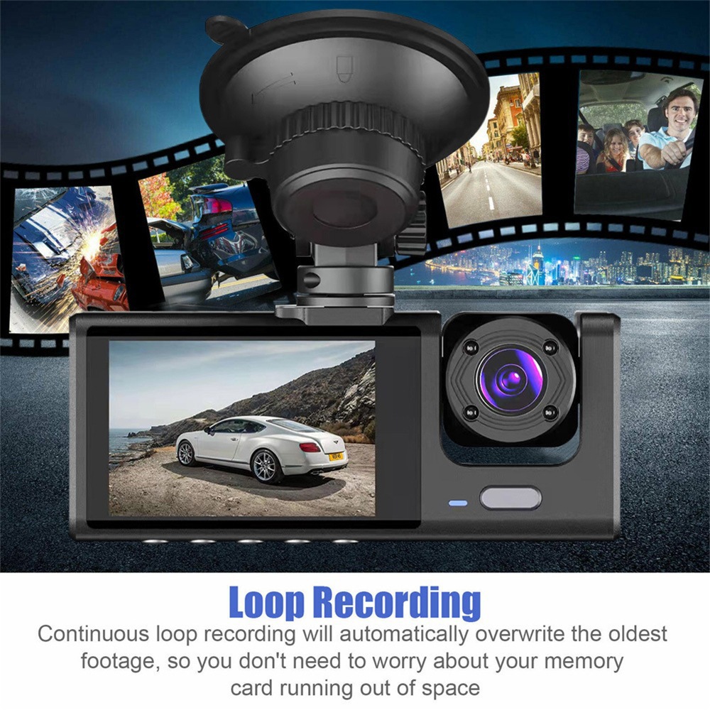 New model dashcam with high-definition reversing image, 3-lens recorder, mobile phone connectivity, and car-mounted recorder
