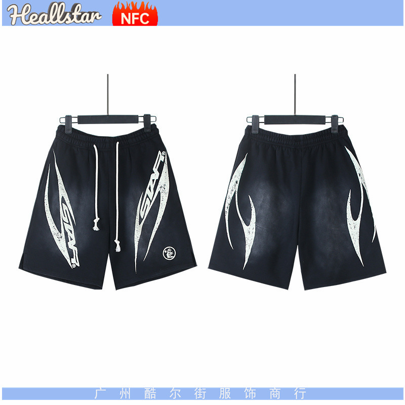Hellstar Sweat Shorts Washed Distressed Black