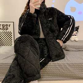 2026珊瑚绒睡衣女冬季加厚绒三层夹棉外穿胖MM240斤加肥家居服套
