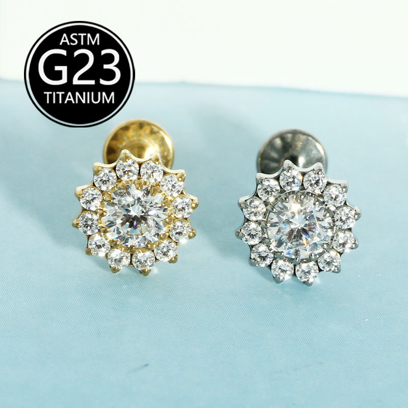 Pointed titanium steel lip stud product view