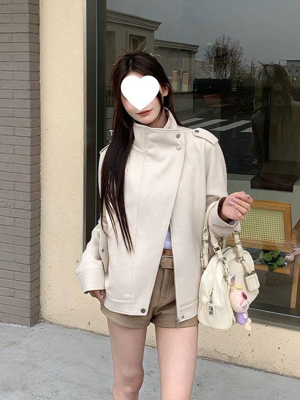 法式气质高级感鹿皮绒外套女春秋季爆款宽松百搭休闲机车夹克上衣|undefined