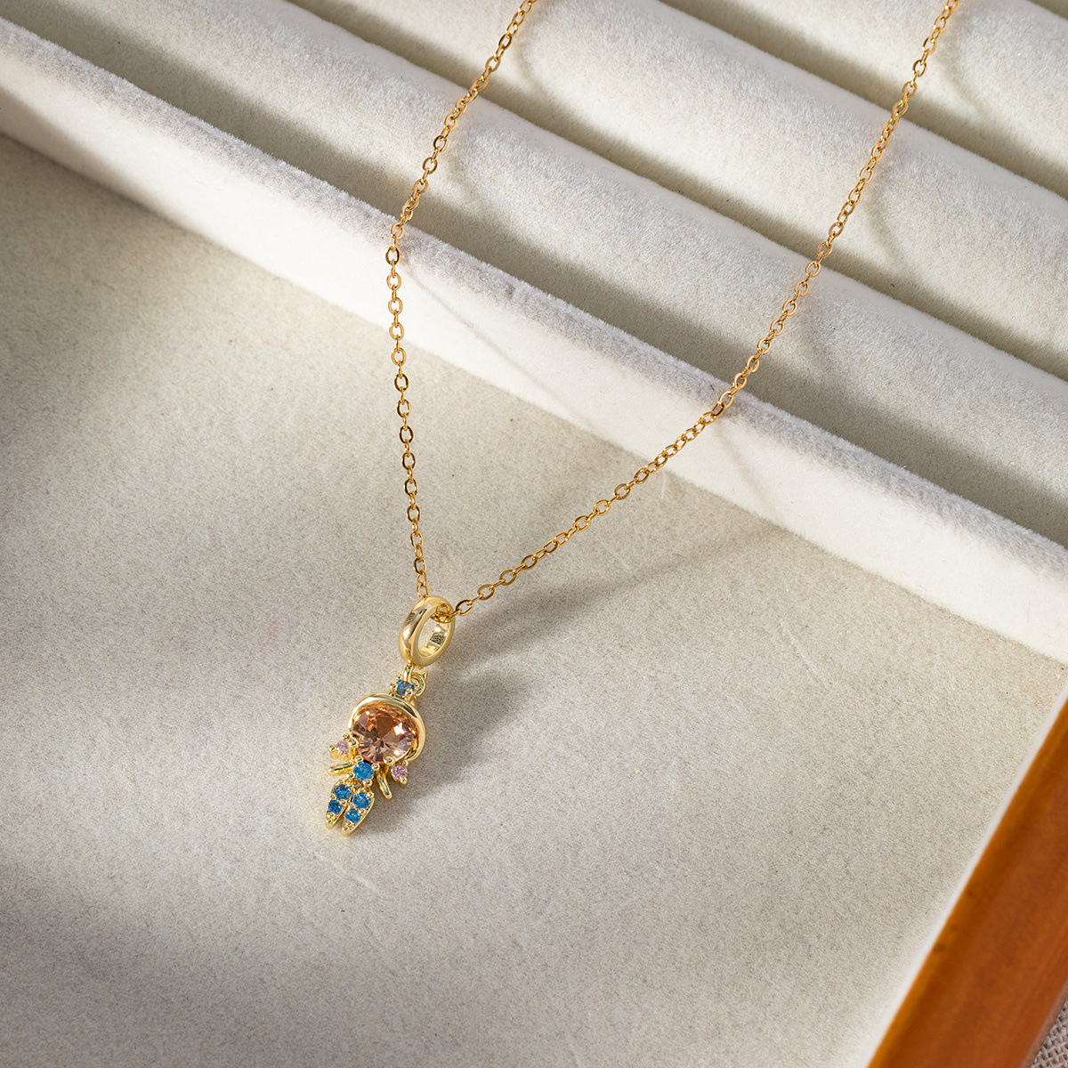 Copper Chain Material Wholesale Jewelry Elegant Cartoon Character Copper Zircon Plating Pendant Necklace Cable Chain