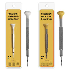 Clock screwdriver, cardboard packaging, stainless steel blade multi-specification screwdriver, flat and cross screwdriver without rusting