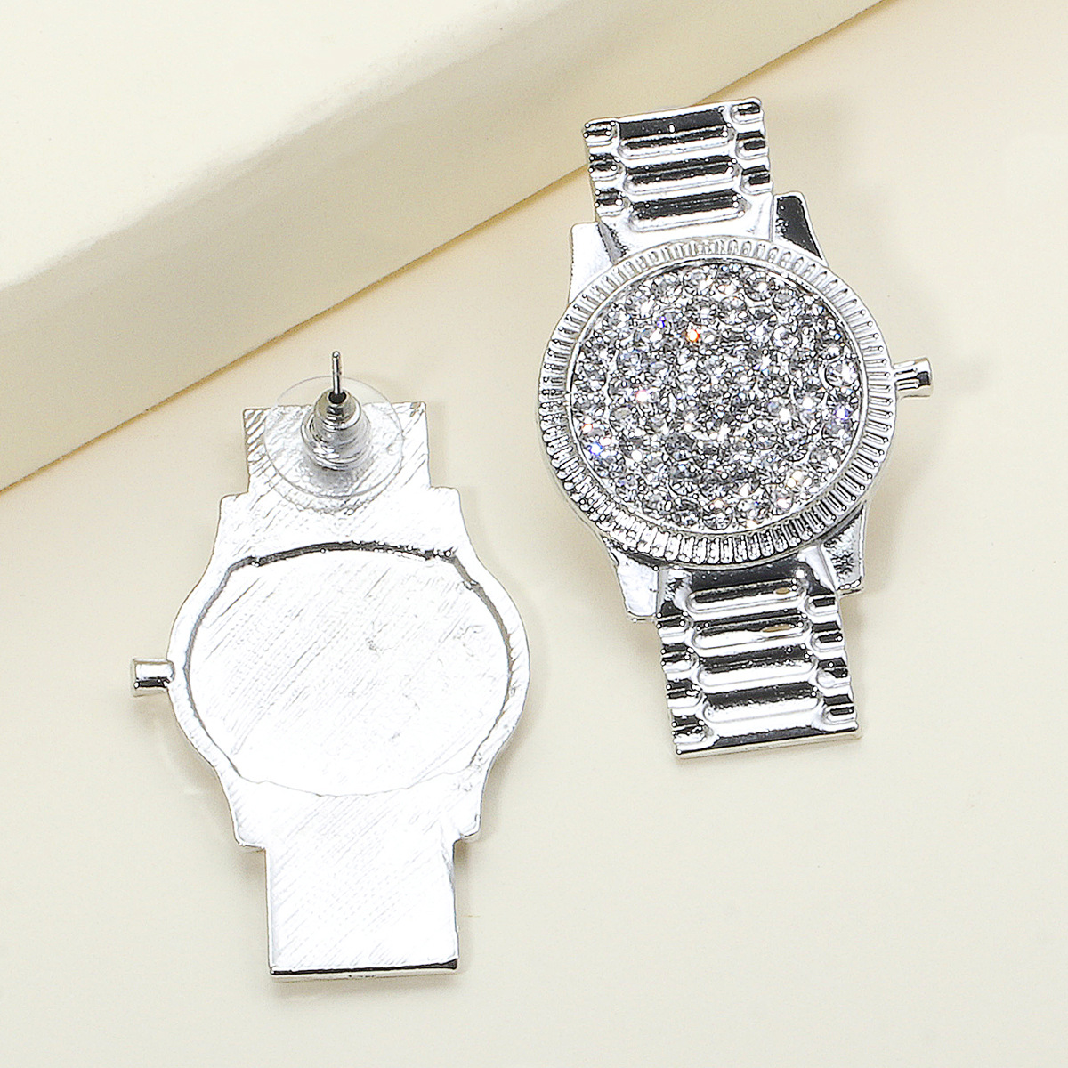 Korean watch shape rhinestone earrings wholesale