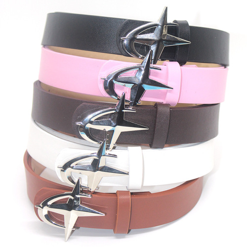 Trendy new waning moon cross star buckle belt jeans skirt fashion versatile personality accessories niche belt