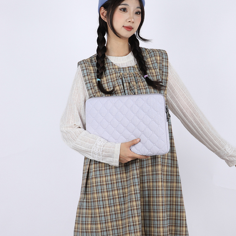 Computer bag with diamond embroidery, PU leather inner sleeve, anti-drop tablet case, high-end fashion, factory wholesale