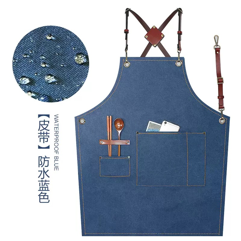 Cinturón impermeable nuevo semi-tejido medio cuero Azul