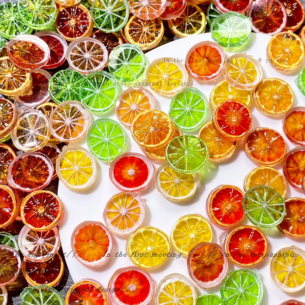 New Food Toy Fruit Nail Art Accessories Artificial Orange Lemon Slices Stereo Sliced Orange DIY Wearable Nails