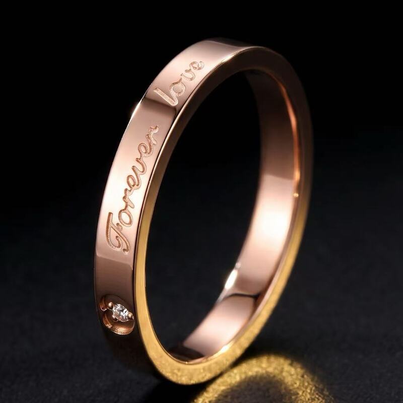 Titanium steel ring niche high-level luxury non-fading cross-border ins style personality retro cool Foever Love