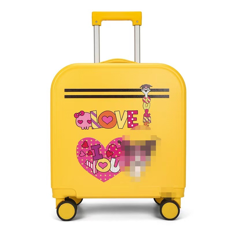 24 años de nuevo modelo de maleta de niños dibujos animados, caja de tracción de ruedas universales, caja de embarque de almacenamiento de gran capacidad en stock