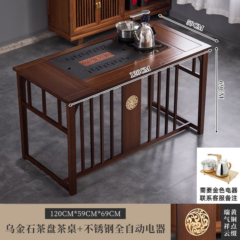 Mesa de té de oficina de balcón pequeña mesa y silla doméstica combinación de hervidor de agua en un conjunto completo de madera maciza nuevo estilo chino batería húmeda