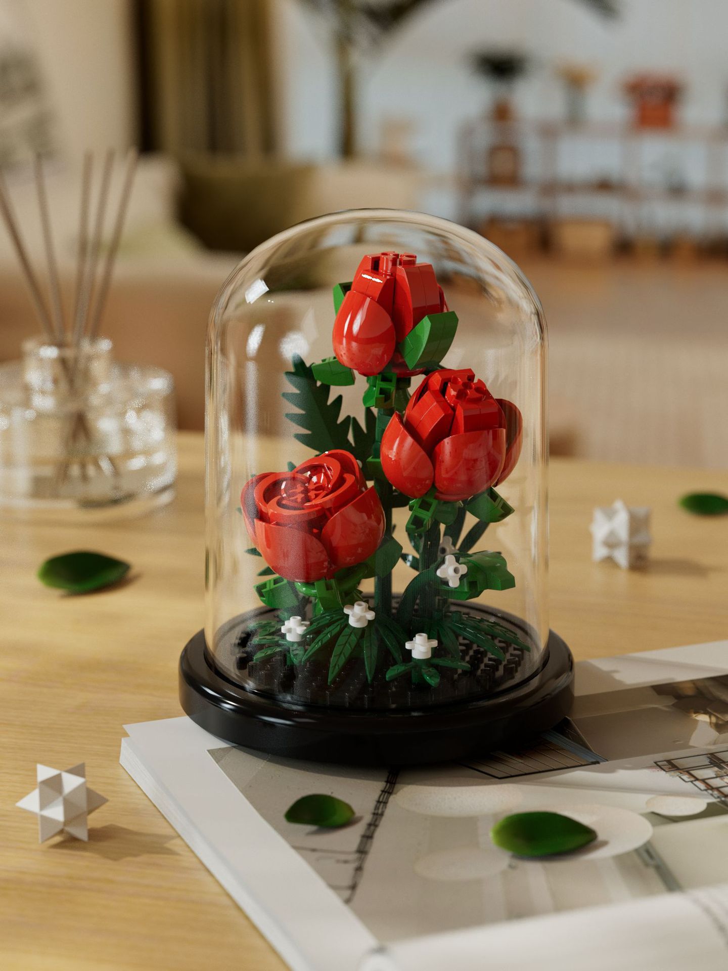 Compatible con la red alta cactus plantas suculentas escritorio decoración creativa para niños niñas ensamblaje juguetes bloques de construcción