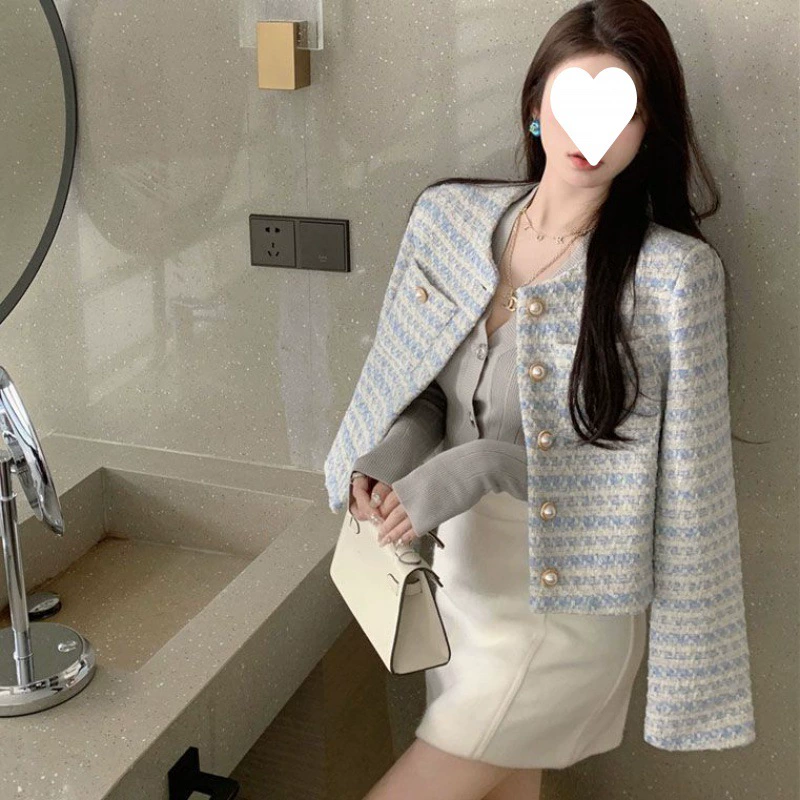 Demi-season пуховик из жемчуга, стиль Chanel, французский стиль, облегающий