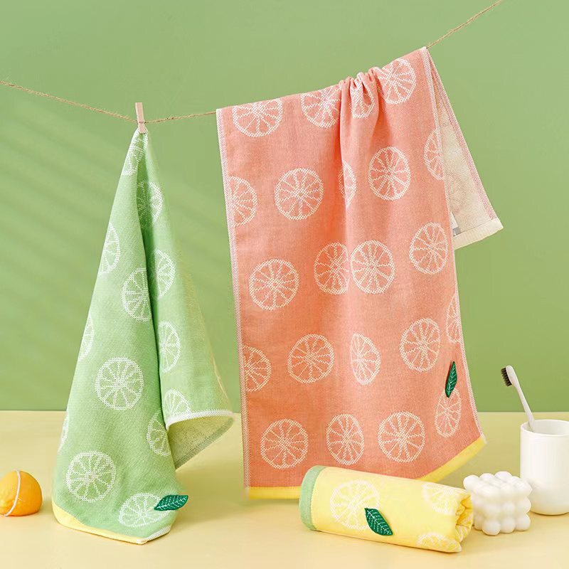 One Side Terry and One Side Gauze Bath Towel 100% Cotton Lemon Adult Style 100% Cotton Household Soft Bath Towel Does Not Shed Lint