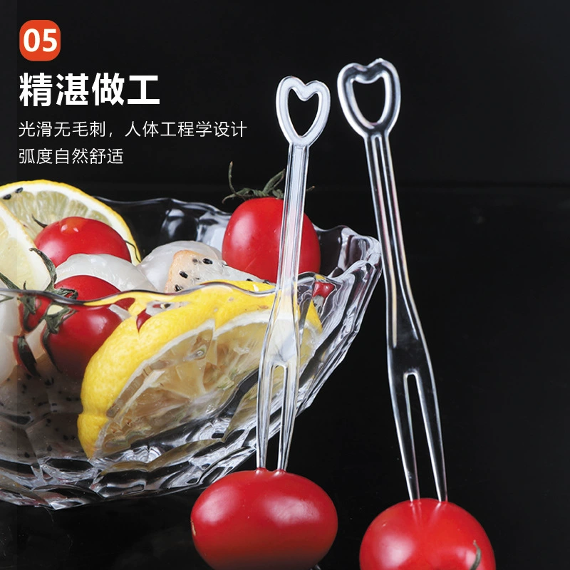 Фруктовая вилка Одноразовая оптовая независимая упаковка Коммерческая маленькая вилка прозрачная пластиковая фруктовая подставка KTV гостиничная вилка