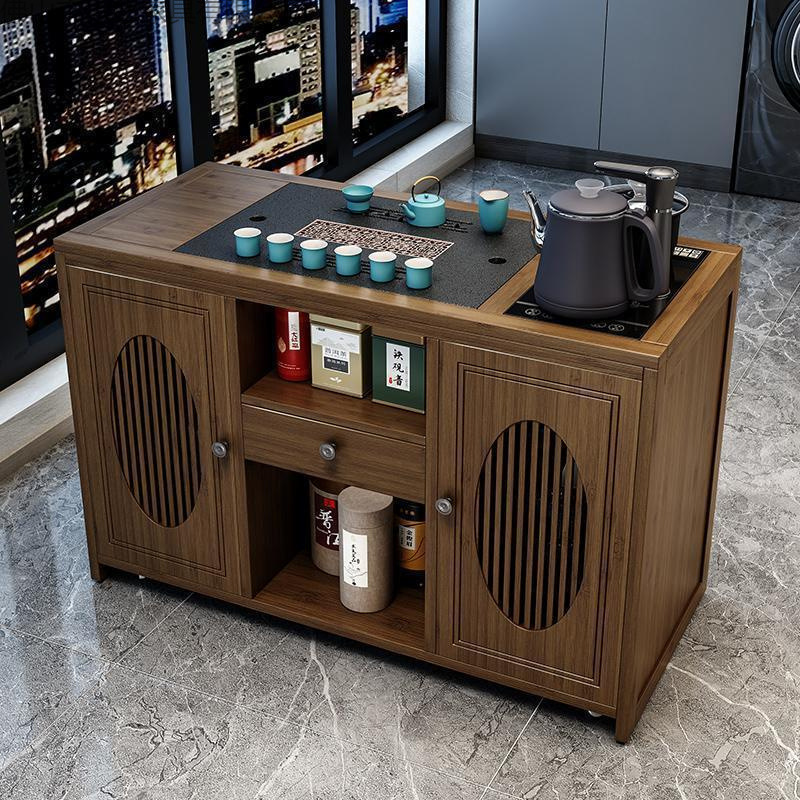 Mobile Tea Table, Small Tea Table, Household Tea Cabinet, Small Coffee Table, Balcony Kung Fu Tea Set, Kettle, Integrated Side Cabinet