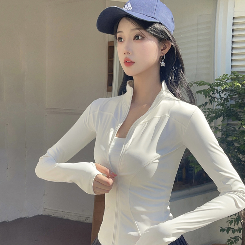 stand collar yoga clothes coat high elastic tight quick-drying sports jacket slim fit slimming sports top running fitness clothes