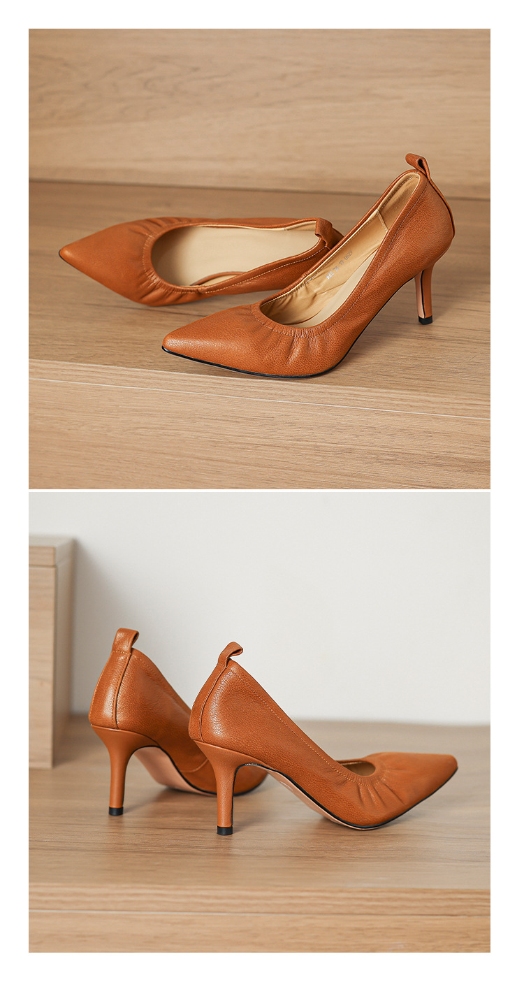 Giày cao gót nữ mũi nhọn gót 5–7 cm da mềm công sở — Nâu caramel 5cm, Đen 5cm, Nâu caramel 7cm, Màu nude 5cm chi tiết 22