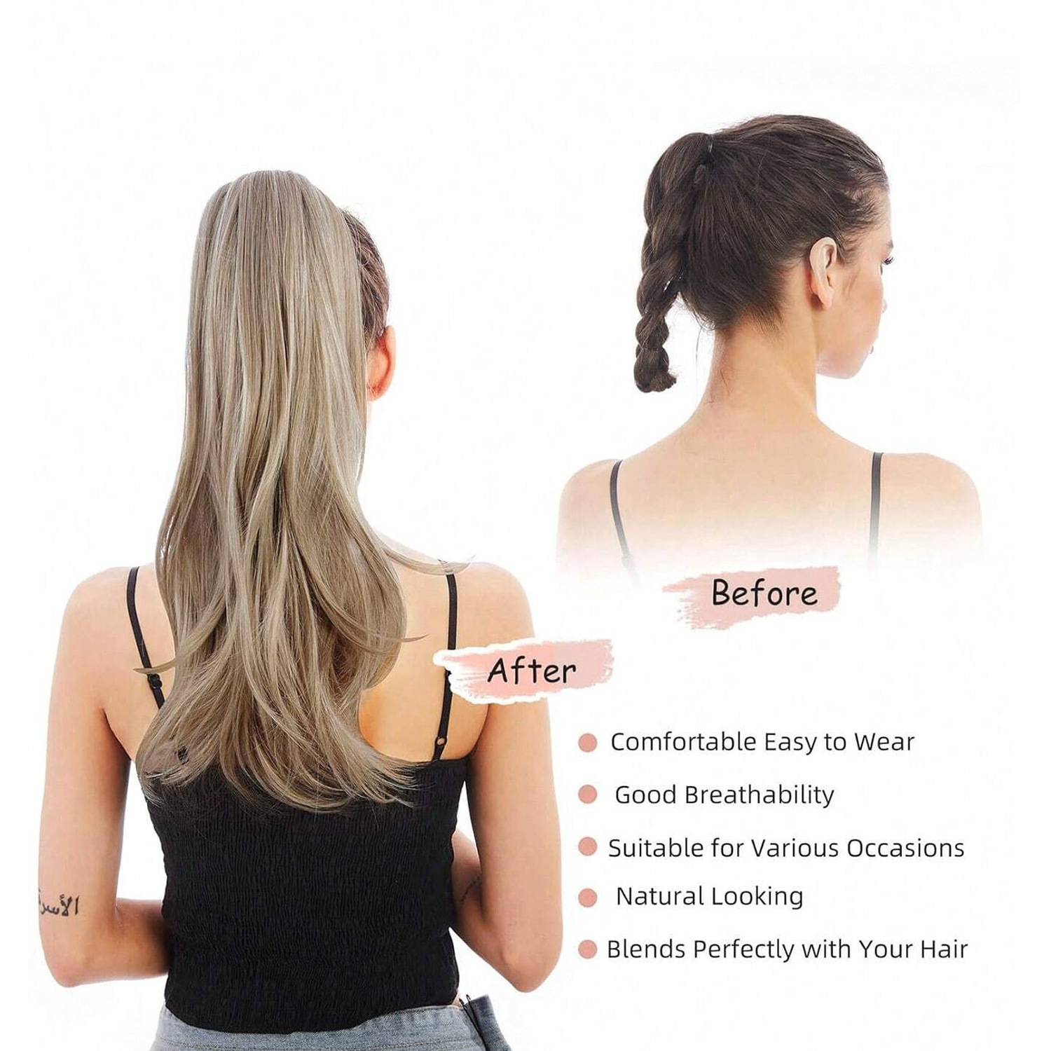 Perucas de caballo para mujeres multicapa de fibra química de cola de caballo agarrando clip de cola de caballo a través de Europa y América