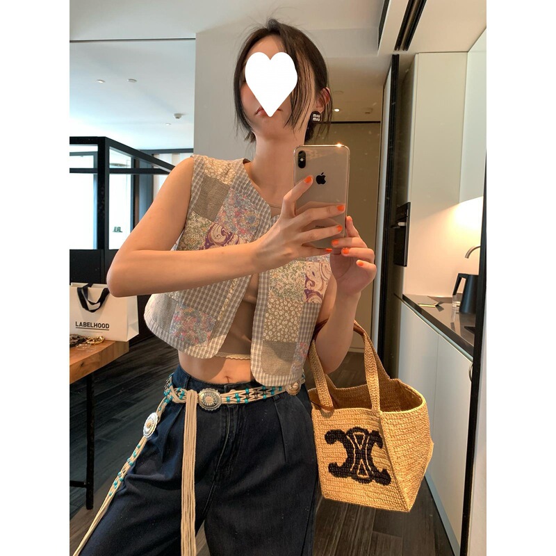 [in stock] VC floral patchwork vintage heavy industry Baijiabu small vest summer new women