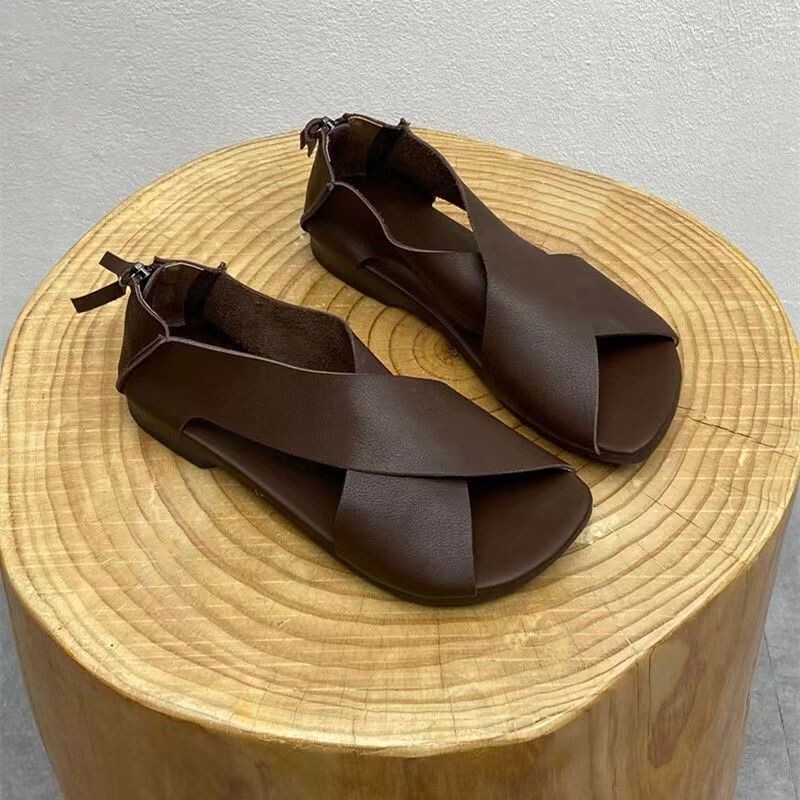 [spot] Summer flat sandals women's 2024 new comfortable middle-aged mother shoes light soft-soled non-slip sandals