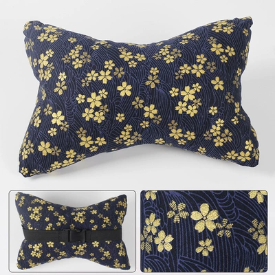 Headrest, bone headrest RV seat accessories - sakura-blue-japanese-style-hot-stamping-cloth-headrest-28cm18cm12cm