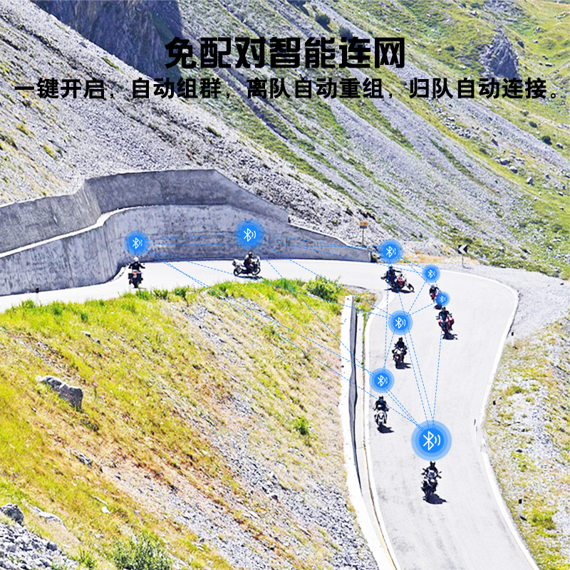 Maxto Helmet Bluetooth Headset Fully Automatic Mesh Networking 1000.8m People Intercom M6S Bluetooth Headset