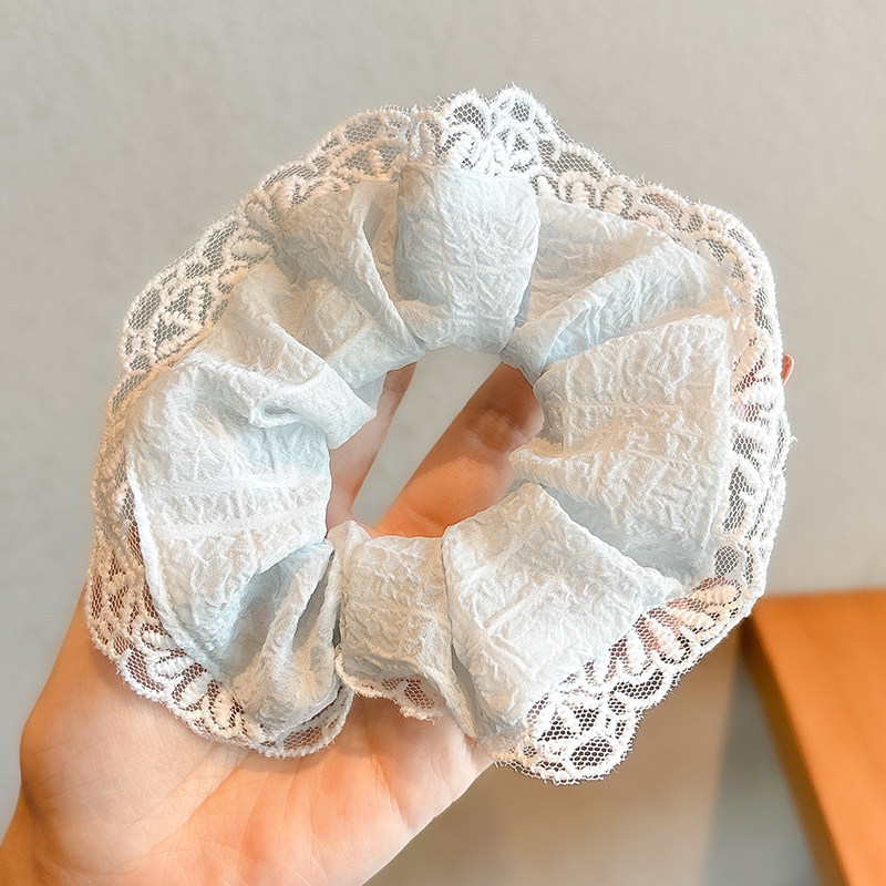 Satín coreano anillo de cabello de intestino grande mujer de moda cuerda de cabeza de alta calidad temperamento flor de cabello bola de cabello toque de cabeza