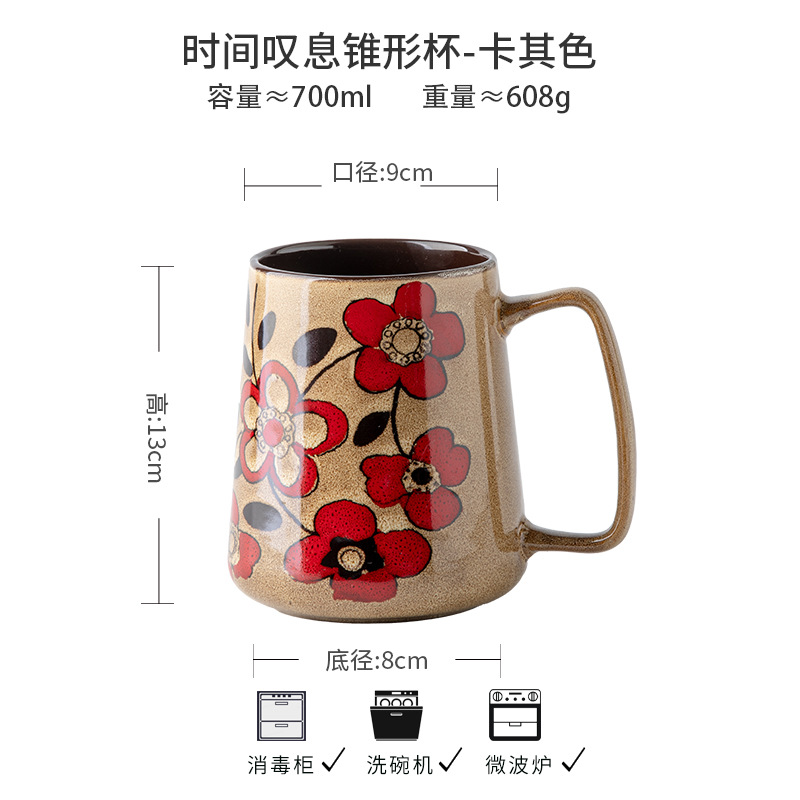Exportación transfronteriza de diseño propio de 700ml taza de oficina china pintada a mano taza de cerámica