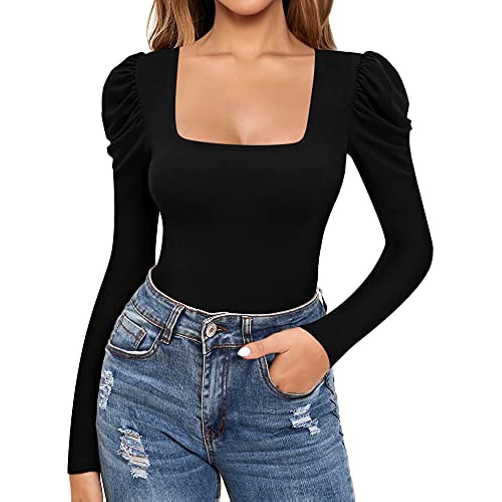 Amazon AliExpress estación independiente nueva venta caliente de las mujeres de cuello cuadrado en forma de T de una sola pieza apretado mono superior