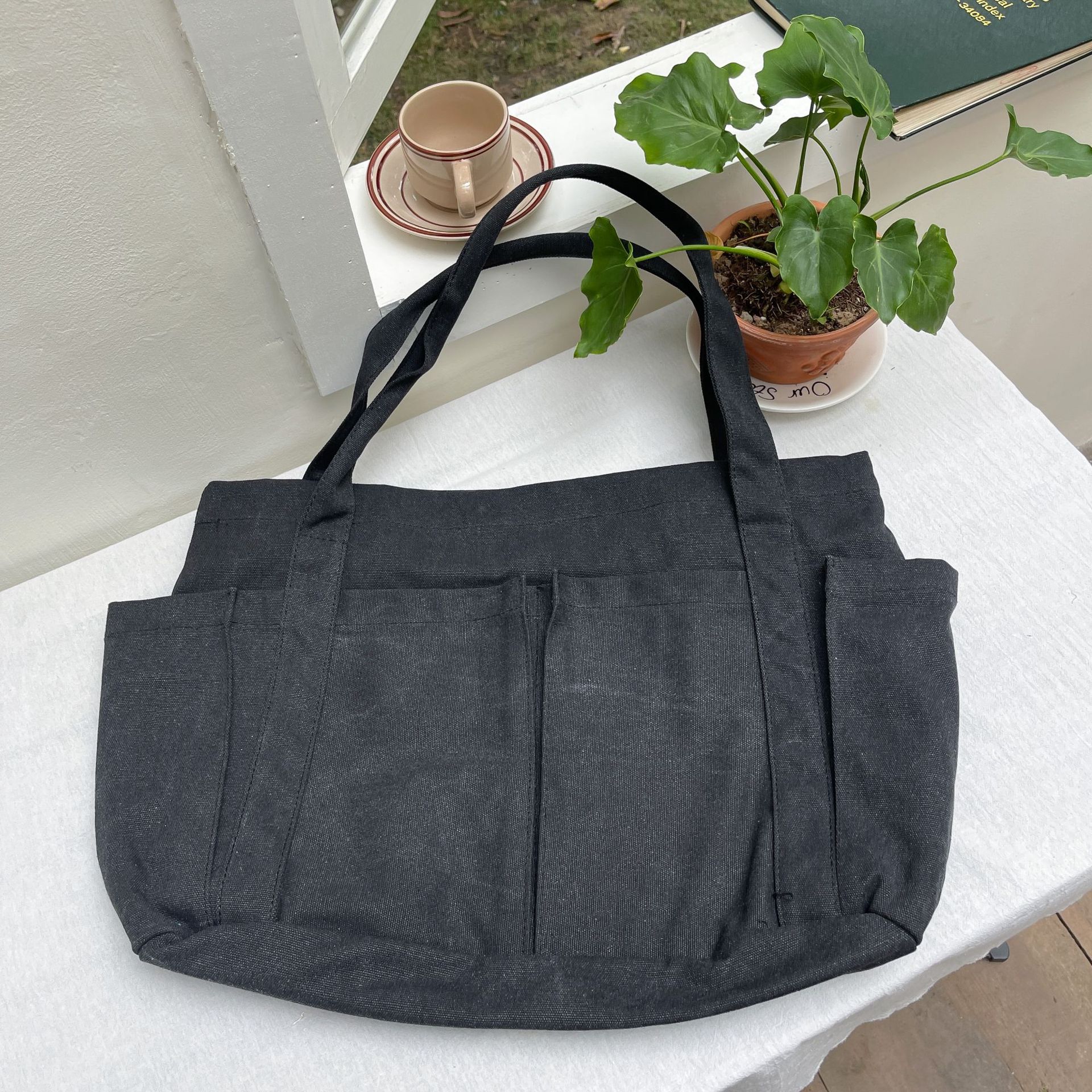 Estilo coreano casual color sólido Internet celebridad moda bolsa de tela simple moda de gran capacidad todo fósforo de las mujeres solo hombro bolsa de lona