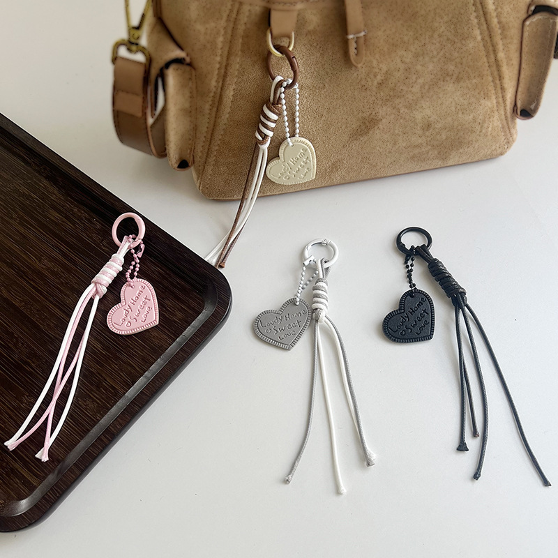 Ins Two-Color Braided Rope Pendant Keychain DIY Jewelry Accessories Mobile Phone Chain Water Cup Pendant Cute Bag Pendant